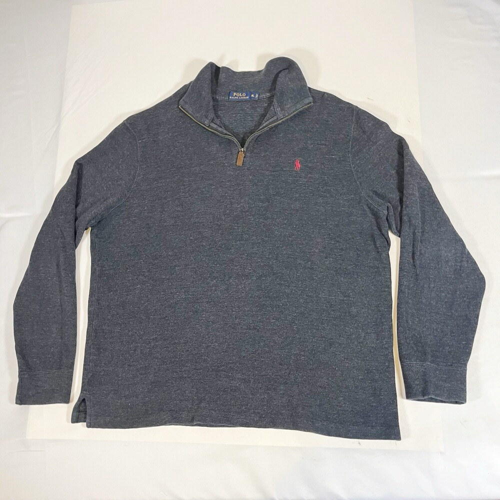 Polo Ralph Lauren Mens XL Sweater Quarter Zip Vintage Pullover Rugby Luxury Pony